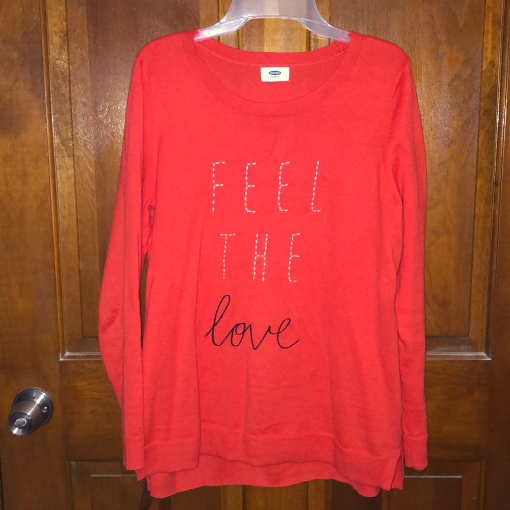 Orange “Feel the Love” sweater